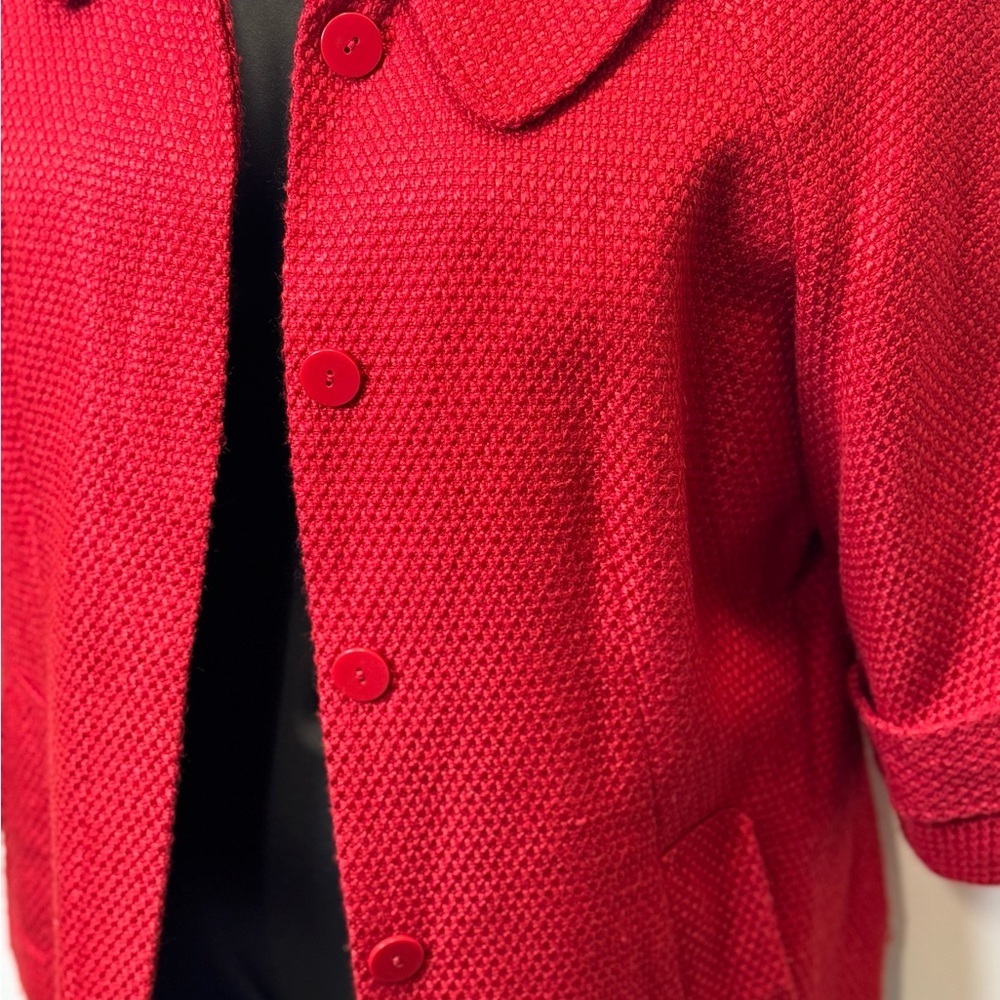 Chaus Red Textured Cropped Jacket (Size 12) - Picture 6 of 8